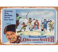 Zuhhgii Targa in metallo vintage con scritta "Long John" e "Lobby Card 5" di Byron Haskin Robert Newton, retro del classico vecchio film, decorazione da parete per bar, karaoke, grotta, 20,3 x 30,5 cm