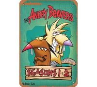 Zuhhgii Targa in metallo vintage con scritta "The Angry Beavers", decorazione artistica da parete, poster musicale, bar, pub, caffetteria, da parete, per cucina, bagno, karaoke, decorazione retrò