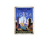 Zuhhgii Targa in metallo vintage con stampa di Chicago e fiere mondiali, poster divertente e classico con musica musicale, per bar, pub, caffetteria, da parete, per cucina, bagno, karaoke, decorazione