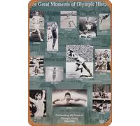 Zuhhgii Targa in metallo vintage, divertente con scritta in lingua inglese "Great Moments of Olympic History 1896-1996", decorazione artistica da parete per musicista, grotta, fattoria, bar, pub, club