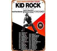 Zuhhgii Targa in metallo vintage per concerti con Kid Rock Bad Reputation Tour (Grand Funk Railroad, Foreigner), per film, cinema, teatro, decorazione per casa, bar, pub, garage, idea regalo, 20 x 30