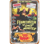 Zuhhgii Targa in metallo vintage per cucina, decorazione da parete, motivo: Frankenstein incontra il mostro spaziale, divertente cartello in latta per bar, poster artistico in metallo, 20 x 30 cm