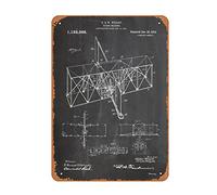 Zuhhgii Targa in metallo vintage Wright Brothers Flying Machine 1914 con stampa brevettata da parete poster divertente classico musicale bar pub caffetteria parete cucina bagno poster karaoke retrò