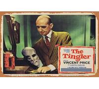 Zuhhgii Targa vintage in latta "The Tingler", 6 Vincent Price William Castle, retro del classico vecchio film, poster in metallo, decorazione da parete per TV bar, uomo, grotta, 20,3 x 30,5 cm.