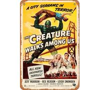 Zuhhgii The Creature Walks Among Us Movie Poster Retro Film Tin Sign Cafe Restaurant Home Wall Retro Club Restaurant Man Cave Gift Vintage Metal Sign 30,5 x 20,3 cm.
