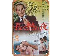 Zuhhgii The Long,Hot Summer Movie Poster retrò Film Targa in latta Cafe Restaurant Home Wall Retro Club Restaurant Man Cave Gift Vintage Metal Sign 30,5 x 20,3 cm.