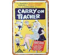 Zuhhgii Vintage Classic Old Movie CARRY ON TEACHER Originale Daybill Poster del film Kenneth Connor Charles Hawtrey Film Poster Metallo Targa TV Poster Regalo Karaoke Bar Pub Club Piatti Decorativi