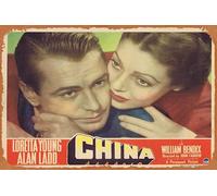 Zuhhgii Vintage Classic Old Movie CHINA Original Lobby Card 1 Loretta Young Alan Ladd William Bendix Film Poster Metallo Tin Sign TV Poster Regalo Karaoke Bar Pub Club Piatti da parete decorativi Man