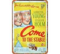 Zuhhgii Vintage Classic Old Movie COME TO THE STABLES One Sheet Movie Poster Loretta Young Film Poster Metallo Targa TV Poster Regalo Karaoke Bar Pub Club Piatti Decorativi Da Parete Uomo Caverna Home