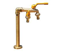 Zuiquity Colonnina Acqua Giardino per Esterni in Ottone, Resistente al Gelo con Rubinetto Giardino a Doppia Uscita, Fontana da Esterno Resistente alle Intemperie(Size:42cm/16.5in)