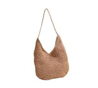 ZUJIABAO Borsa a tracolla in tessuto floreale per vacanze in spiaggia noi leggera e pratica borsa a secchiello per donne alla moda borsa di paglia, Colore caffè.