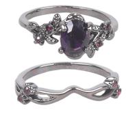 ZUJIABAO Gemstones Anelli con Rosa Nera Croci Design Classico Gioielli da Matrimonio in Misure Alternative Elegante Donna 's Retro Croci Gioielli, One Size, come descritto, come descritto