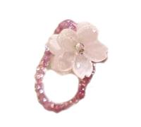 ZUJIABAO Viole Fiore Perline Anelli Elastici Pieghevole Acrilico Gioielli Coreano Moda Gioielli Accessorio Per Le Donne Regalo Fatto A Mano Leggero Confortevole Donne, Misura unica, come descritto