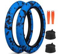 ZUKKA Confezione da 2 pneumatici da bicicletta 30 TPI da 16 pollici, 16 x 2,10, guaina 56-305 Plus, 2 pezzi, tubo da 16 pollici, 16 x 1,75/2,125 AV35 mm, per MTB, mountain bike, BMX, blu nero