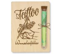 ZUKLA Confezione per regali in denaro tatuaggio/tatuaggio - 13 x 10 cm - con provetta - regalo originale in legno - regalo per tatuaggi - buono regalo