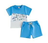 Zukmuk 2pcs Bambini Completi Estivi Neonato Manica Corta Anatra Ricamo T-Shirt e Pantaloncini Set di Vestiti Bambino Completi Abbigliamento Bambini (Blu A, 12-18 Months)