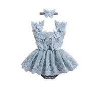 Zukmuk Bambine 2pcs Vestito Cerimonia Abito Romper Neonata Senza Maniche in Cotone Pagliaccetto Elegante Tunita da Battesimo Estivo 2 (Blu Farfalla, 6-12 Months)