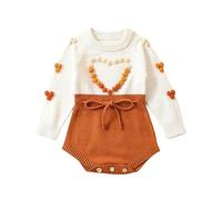 Zukmuk Pagliaccetto Inverno Primavera a Maniche Lunghe per Bambina Tuta Calda in Maglia 0-18 Mesi (Arancione, 6-9 Months)