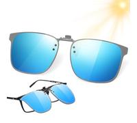 ZukqrymluvIQ Occhiali da sole polarizzati clip-on unisex antiriflesso UV400 Flip Up per guida, viaggi, sport all'aria aperta, Blu, Universal Fit