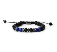 ZukQvrivelig Occhio di Tigre Bracciale Uomo,8MM Bracciale Uomo Onice Nero,Regali per Papà,Nonno,Figlio,Zio,Amico,Amante,Regali di Natale e San Valentino per La Fortuna e La Felicità (Nero-blu)