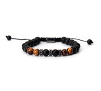 ZukQvrivelig Occhio di Tigre Bracciale Uomo,8MM Bracciale Uomo Onice Nero,Regali per Papà,Nonno,Figlio,Zio,Amico,Amante,Regali di Natale e San Valentino per La Fortuna e La Felicità (Regolabile)