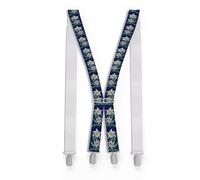 Zukunftsenkel Bretelle con motivo a stella alpina, larghezza 3,5 cm, forma a X, stella alpina, 4 clip forti da uomo, donna, pantaloni da sci, pantaloni da lavoro, pantaloni da lavoro, elasticizzati, a