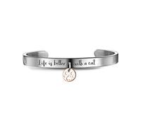 ZUKY Bracciali in acciaio dedicati agli amanti degli animali (Life better cat)