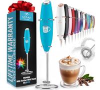 Zulay Original Milk Frother Handheld Foam Maker for Lattes - Whisk Drink Mixer for Coffee, Mini Foamer for Cappuccino, Frappe, Matcha, Hot Chocolate by Milk Boss (I LOVE COFFEE)