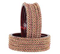 ZULKA Set di 12 braccialetti in vetro per donne e ragazze con perline dorate e perle Moti Work | Designer Kanch ki Chudiyan | braccialetti in vetro per tutti i giorni, matrimoni, feste, gioielli