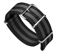ZULUDIVER Classic Bond 1973 British Military Cadet. Cinturino Di Ricambio Per Orologio Da Uomo In Nylon Nero E Grigio. Ad Asciugatura Rapida E Sicuro Per Attività All'aperto. 20mm, Fibbia Lucida