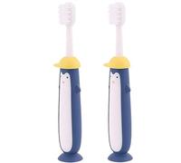 ZUMAHA Compatto Simpatico spazzolino a Forma di Pinguino, spazzolino Manuale con setole Extra morbide, Confezione da 2 spazzolini da Denti per Bambini 3-12 Anni Ergonomico