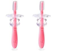 ZUMAHA Compatto Spazzolino da Denti da addestramento per Bambini in Silicone, Confezione da 2 spazzolino Manuale con Divertenti Disegni di Animali, Simpatico spazzolino da Denti Ergonomico