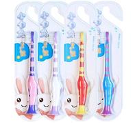 ZUMAHA Simpatico spazzolino da Denti con setole Extra morbide, spazzolini da Denti per Bambini da 1 a 12 Anni, Confezione Portatile da 4 spazzolini manuali per Bambini