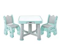 ZUMAHA Tavolo per bambini regolabile in altezza con scrivania e 2 sedie, tavolo multifunzionale per l'istruzione precoce con schienale ergonomico, verde umanizzato