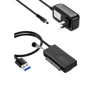 ZUMEHU Adattatore da SATA a USB con alimentazione, lettore di dischi rigidi da USB 3.0 a SATA per SSD da 2,5 pollici, HDD da 3,5 pollici, fino a 20 TB, con adattatore stabile da 12 V CC, supporta