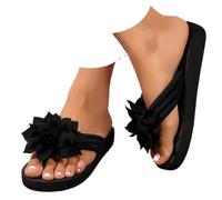 ZUMKEAY Sandali da donna Sandali e ciabatte da donna Scarpe basse da donna con fiore 3D Infradito da donna Applique Decor Leggero Outdoor Beach Scarpe estive piatte casual infradito pantofole, T3a