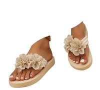 ZUMKEAY Sandali da donna Sandali e ciabatte da donna Scarpe basse da donna con fiore 3D Infradito da donna Applique Decor Leggero Outdoor Beach Scarpe estive piatte casual infradito pantofole, T3b