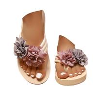 ZUMKEAY Sandali da donna Sandali e ciabatte da donna Scarpe basse da donna con fiore 3D Infradito da donna Applique Decor Leggero Outdoor Beach Scarpe estive piatte casual infradito pantofole, T3b