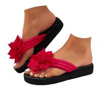 ZUMKEAY Sandali da donna Sandali e ciabatte da donna Scarpe basse da donna con fiore 3D Infradito da donna Applique Decor Leggero Outdoor Beach Scarpe estive piatte casual infradito pantofole, T3a