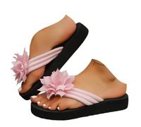 ZUMKEAY Sandali da donna Sandali e ciabatte da donna Scarpe basse da donna con fiore 3D Infradito da donna Applique Decor Leggero Outdoor Beach Scarpe estive piatte casual infradito pantofole, T3a