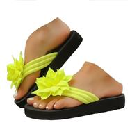 ZUMKEAY Sandali da donna Sandali e ciabatte da donna Scarpe basse da donna con fiore 3D Infradito da donna Applique Decor Leggero Outdoor Beach Scarpe estive piatte casual infradito pantofole, T3a