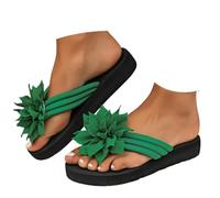 ZUMKEAY Sandali da donna Sandali e ciabatte da donna Scarpe basse da donna con fiore 3D Infradito da donna Applique Decor Leggero Outdoor Beach Scarpe estive piatte casual infradito pantofole, T3a