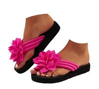 ZUMKEAY Sandali da donna Sandali e ciabatte da donna Scarpe basse da donna con fiore 3D Infradito da donna Applique Decor Leggero Outdoor Beach Scarpe estive piatte casual infradito pantofole, T3a