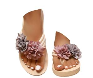 ZUMKEAY Sandali da donna Sandali e ciabatte da donna Scarpe basse da donna con fiore 3D Infradito da donna Applique Decor Leggero Outdoor Beach Scarpe estive piatte casual infradito pantofole, T3b