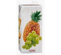 Zumo de Piña y Uva a Partir de Concentrado, Bebida de Frutas Tropicales, 1 Litro, Sin Grasas, Con Vitamina C, pack 5