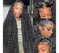 Zumuer Parrucche frontali in pizzo a onda profonda da 34 pollici 13x6 parrucca frontale con onda profonda per capelli umani parrucca frontale in pizzo 13x6 HD capelli umani pre pizzicati con capelli