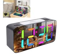 Zunate ANCHIRA SCHERATORO da 7 Pollici, Luce Notturna RGB con 15 modalità di Colore Shaker Vibrante per Anziani per Traversine Pesanti, con Volume di 5 Livelli, 2 Allarmi, 3 modalità (BLACK)