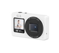Zunate Camera Digitale 4K, Videocamera a Doppio Schermo VLOG da 48 MP con Display da 2,4 Pollici Zoom da 18x per Fotografia di Viaggio Portatile (WHITE)
