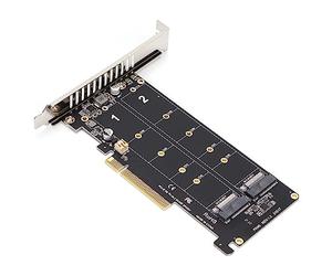 Zunate Doppia Scheda Adattatore PCIE X8 SSD M.2 NVMe |Convertitore per Disco Rigido M Key, 2 NVMe a Piena velocità da 32 Gbps, PCIE 3.0/4.0, Interfaccia Aggiornata per un Caricamento più Rapido dei