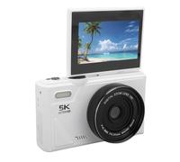 Zunate Fotocamera Digitale da 5k 75mp con Schermo a Flip, Fotocamera Vlogging WiFi AutoFocus per YouTube, Zoom 18x, Rilevamento del Viso per il Sorriso, per Principianti (WHITE)